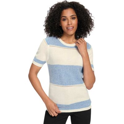Sieh an! Kurzarmpullover himmelblau-ecru-gemustert female 50 Sieh an! Kurzarmpullover himmelblau-ecru-gemustert female 50