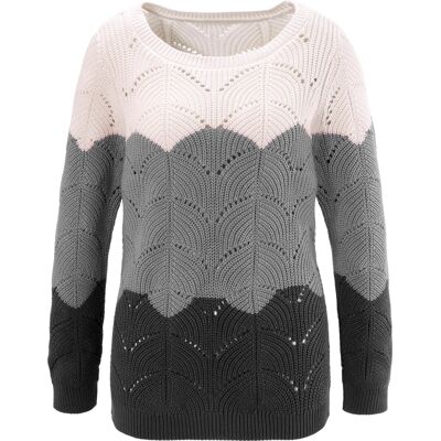 Sieh an! Ajourpullover anthrazit-ecru-gemustert female 50 Sieh an! Ajourpullover anthrazit-ecru-gemustert female 50