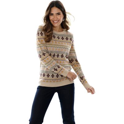 Sieh an! Jacquard-Pullover sand-burgund-gemustert female 42 Sieh an! Jacquard-Pullover sand-burgund-gemustert female 42