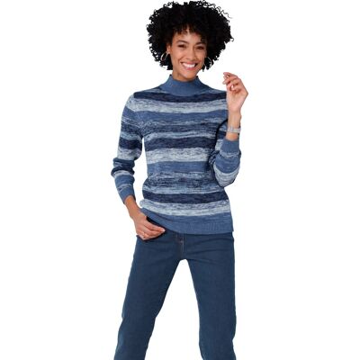 Sieh an! Stehkragenpullover jeansblau-hellblau-gemustert female 48 Sieh an! Stehkragenpullover jeansblau-hellblau-gemustert female 48