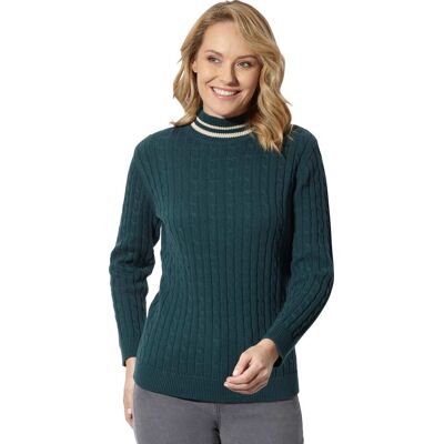 Sieh an! Stehkragenpullover petrol-sand female 40 Sieh an! Stehkragenpullover petrol-sand female 40