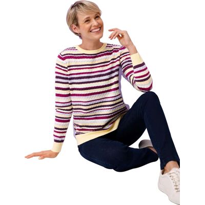 Sieh an! Rundhalspullover mauve-traube-geringelt female 40 Sieh an! Rundhalspullover mauve-traube-geringelt female 40