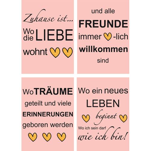 Artland Poster »Wo die Liebe wohnt«, Sprüche & Texte, (4 St.), Poster, Wandbild, Bild, Wandposter unisex pink
