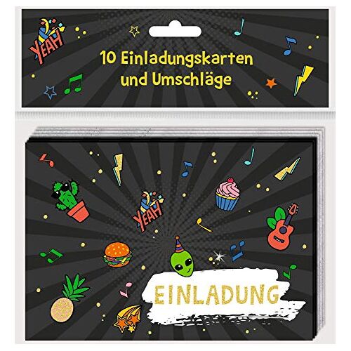 Einladungskarten - Funny Patches: 10 Einladungskarten in 2 Designs mit Umschlägen