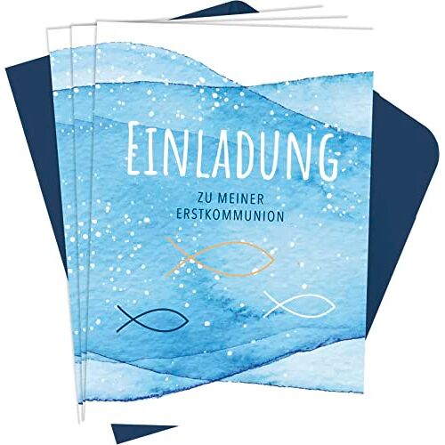 Pattloch Verlag - Einladung zu meiner Erstkommunion: 8 Einladungskarten mit Umschlag   mit Goldfolie geprägte Einladungen zur Erstkommunion   8 hochwertige Klappkarten mit Umschlag