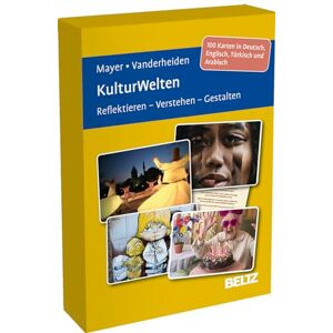 Claude-Hélène Mayer - KulturWelten: Reflektieren – Verstehen – Gestalten. 100 Karten in Deutsch, Englisch, Türkisch und Arabisch. Mit 22-seitigem Booklet in stabiler Box. ... 9,8 cm x 14,3 cm (Beltz Therapiekarten)