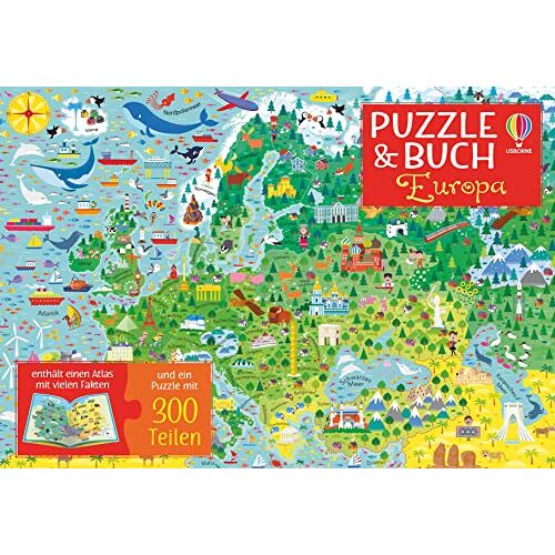 Jonathan Melmoth - Puzzle & Buch: Europa: Puzzle mit 300 Teilen plus Atlas (Puzzle-und-Buch-Reihe)