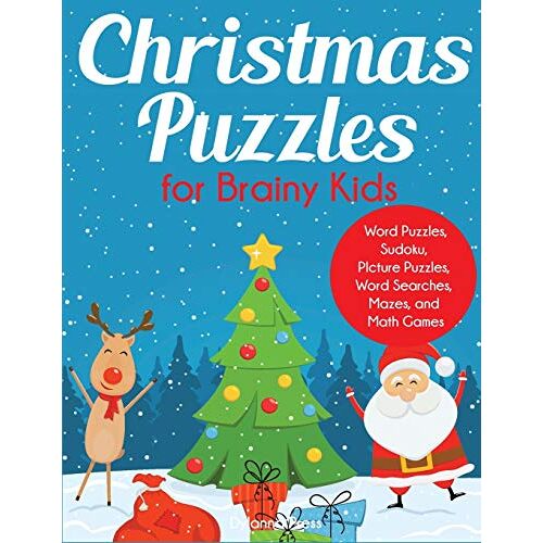 Dylanna Press - Christmas Puzzles for Brainy Kids: Ages 9-12, Word Puzzles, Sudoku, Picture Puzzles, Word Searches, Mazes, and Math Games