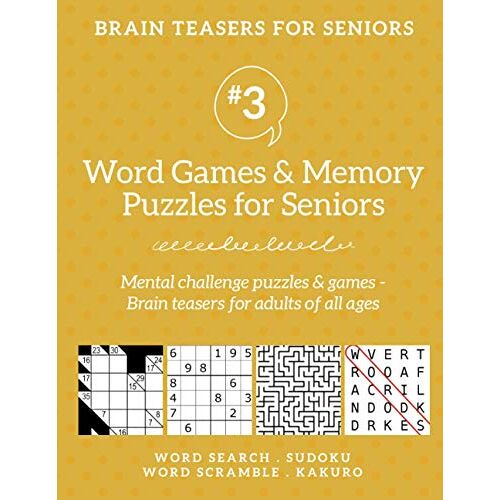 Boomer Press - Brain Teasers for Seniors #3: Word Games & Memory Puzzles for Seniors. Mental challenge puzzles & games – Brain teasers for adults for all ages