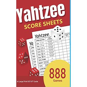 Katie Banks - Yahtzee Score Sheets: 888 Games in Large Print 8.5x11 Cards