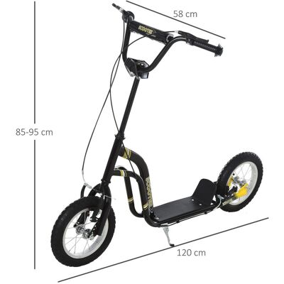 HOMCOM Kinderroller mit Luftreifen 12 Zoll Schwarz HOMCOM Kinderroller mit Luftreifen 12 Zoll Schwarz