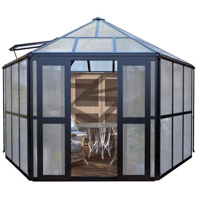HC Home & Living Wintergarten/Sommergarten Haus, Gartenpavillon aus Aluminium ca. 390 x 343 x 290 cm Schwarz HC Home & Living Wintergarten/Sommergarten Haus, Gartenpavillon aus Aluminium ca. 390 x 343 x 290 cm Schwarz