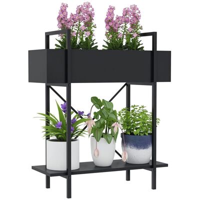 Outsunny Pflanzenständer 2-Etagen, Blumenständer für Innen Außen, Pflanzenregal Outsunny Pflanzenständer 2-Etagen, Blumenständer für Innen Außen, Pflanzenregal