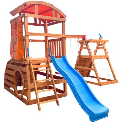 Home Deluxe Spielturm mit Doppelschaukel NIA - ca. 448,4 x 420 x 280 cm Home Deluxe Spielturm mit Doppelschaukel NIA - ca. 448,4 x 420 x 280 cm