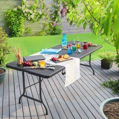 Casaria Buffettisch Rattanoptik 180x74x72cm schwarz Casaria Buffettisch Rattanoptik 180x74x72cm schwarz