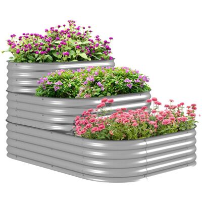 Outsunny Hochbeet aus Metall, 3-stufig Pflanzkasten, DIY Blumenkasten für Garten Outsunny Hochbeet aus Metall, 3-stufig Pflanzkasten, DIY Blumenkasten für Garten