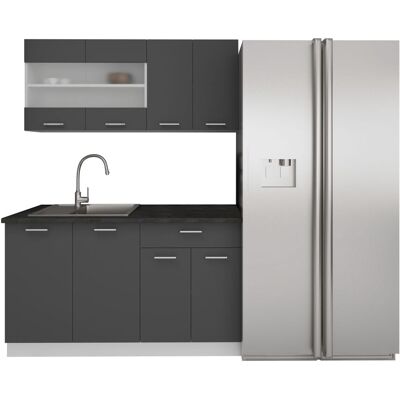 VCM 4-tlg Singleküche Einbauküche Küchenzeile Küchenblock Komplettküche 140 cm Esilo VCM 4-tlg Singleküche Einbauküche Küchenzeile Küchenblock Komplettküche 140 cm Esilo