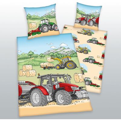 Herding Traktor Flanell-Bettwäsche Größe 80x80 + 135x200 cm Herding Traktor Flanell-Bettwäsche Größe 80x80 + 135x200 cm