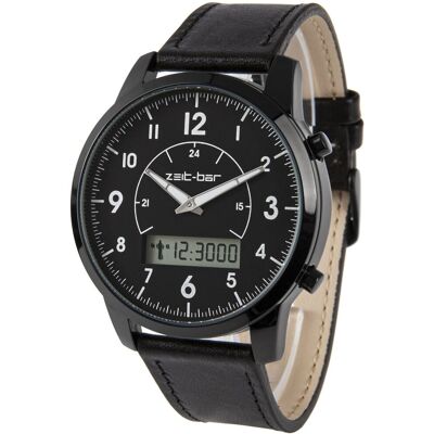 Zeit-Bar Funk-Armbanduhr mit Datums- und Wochentagsanzeige, Stoppuhr, Leuchtzeiger Zeit-Bar Funk-Armbanduhr mit Datums- und Wochentagsanzeige, Stoppuhr, Leuchtzeiger
