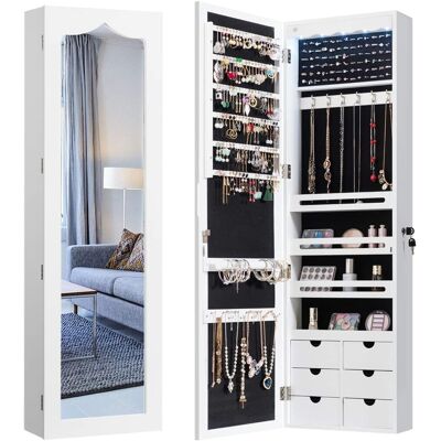 COSTWAY Schmuckschrank mit LED Beleuchtung, 6 Schubladen und Spiegel COSTWAY Schmuckschrank mit LED Beleuchtung, 6 Schubladen und Spiegel