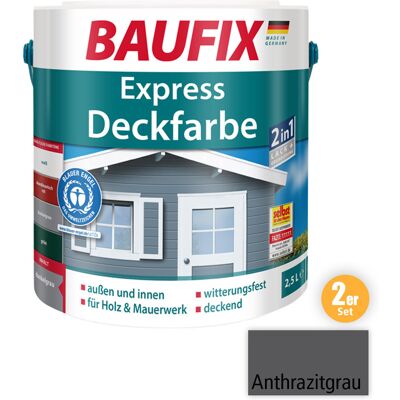 BAUFIX Express Deckfarbe - anthrazitgrau - 2,5 L - Außenfarbe BAUFIX Express Deckfarbe - anthrazitgrau - 2,5 L - Außenfarbe