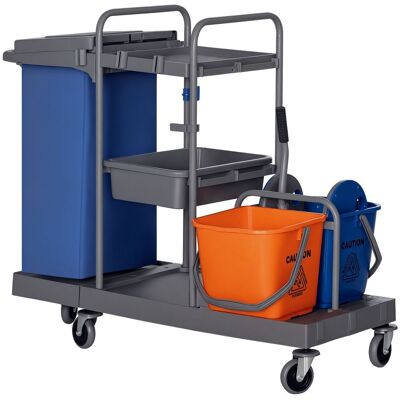 HOMCOM Putzwagen Reinigungswagen Wischwagen Systemwagen mit 4 Rollen 2 Eimern 18L HOMCOM Putzwagen Reinigungswagen Wischwagen Systemwagen mit 4 Rollen 2 Eimern 18L