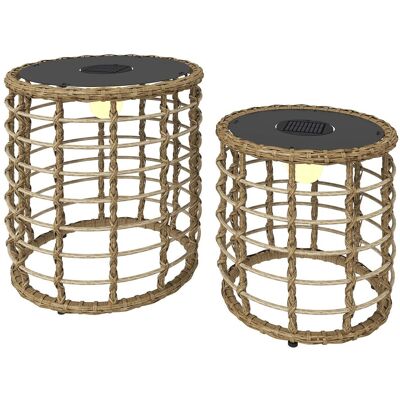 Outsunny Solar Stehlampe 2er Set Rattan Solarlampen mit Lichtsensor LED Solarleuchte Outsunny Solar Stehlampe 2er Set Rattan Solarlampen mit Lichtsensor LED Solarleuchte