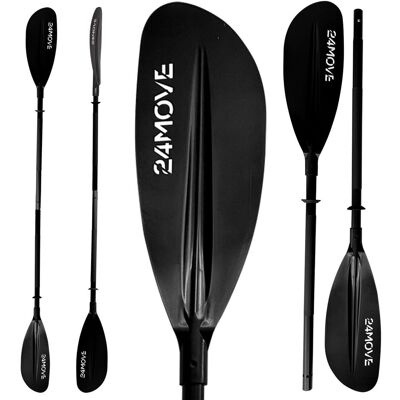 24MOVE Kajak Doppelpaddel 220 cm, Aluminium, Nylon-Kunststoff-Blätter, 2-teilig, schwarz 24MOVE Kajak Doppelpaddel 220 cm, Aluminium, Nylon-Kunststoff-Blätter, 2-teilig, schwarz
