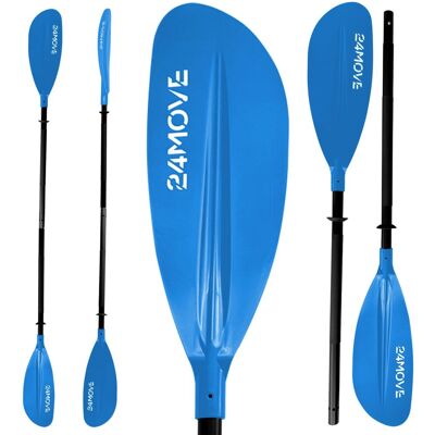 24MOVE Kajak Doppelpaddel 220 cm, Aluminium, Nylon-Kunststoff-Blätter, 2-teilig, blau 24MOVE Kajak Doppelpaddel 220 cm, Aluminium, Nylon-Kunststoff-Blätter, 2-teilig, blau