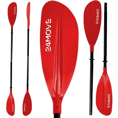 24MOVE Kajak Doppelpaddel 220 cm, Aluminium, Nylon-Kunststoff-Blätter, 2-teilig, rot 24MOVE Kajak Doppelpaddel 220 cm, Aluminium, Nylon-Kunststoff-Blätter, 2-teilig, rot