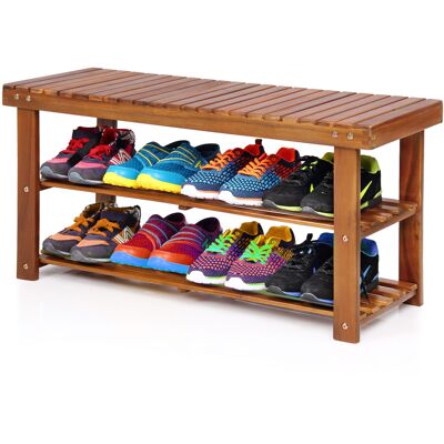 Casaria Schuhregal 2in1 Braun Akazienholz 90x32x46cm Casaria Schuhregal 2in1 Braun Akazienholz 90x32x46cm