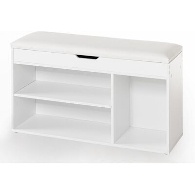 Better Home Schuhschrank mit Sitzkissen & aufklappbare Sitzfläche & 3 Fächer, ca. 103,5 x 35 x 55 cm - Weiß Better Home Schuhschrank mit Sitzkissen & aufklappbare Sitzfläche & 3 Fächer, ca. 103,5 x 35 x 55 cm - Weiß