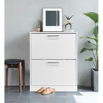 Better Home Schuhschrank mit Edelstahlgriffen und 2 Fächern, ca. 62x24x80 cm – Weiß Better Home Schuhschrank mit Edelstahlgriffen und 2 Fächern, ca. 62x24x80 cm – Weiß