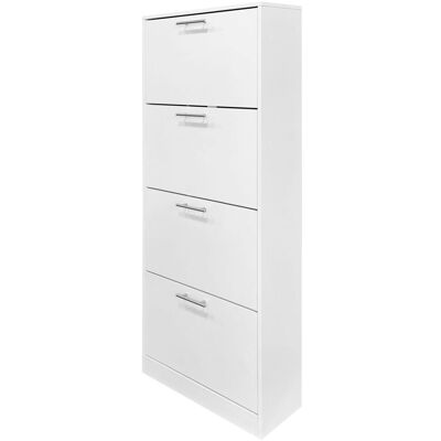 Better Home Schuhschrank mit Edelstahlgriffen und 4 Fächern, ca. 62x24x151 cm – Weiß Better Home Schuhschrank mit Edelstahlgriffen und 4 Fächern, ca. 62x24x151 cm – Weiß