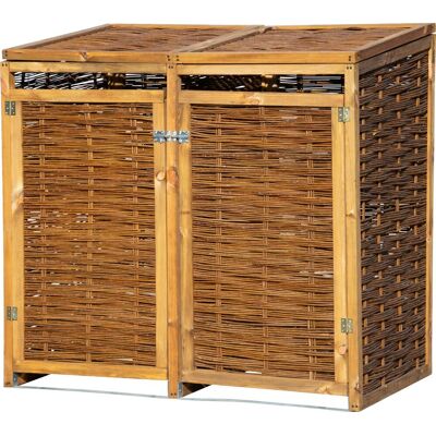 Dobar Wetterfeste Doppel-Mülltonnen-Box aus Holz 240L Dobar Wetterfeste Doppel-Mülltonnen-Box aus Holz 240L