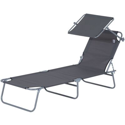 Outsunny Sonnenliege Gartenliege Wellnessliege Strandliege klappbar mit Sonnenschutz (Grau) Outsunny Sonnenliege Gartenliege Wellnessliege Strandliege klappbar mit Sonnenschutz (Grau)