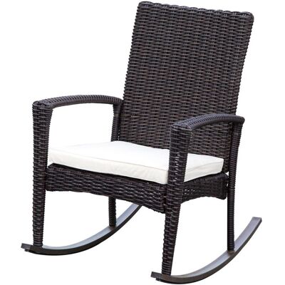 Outsunny Schaukelstuhl mit Kissen Polyrattan+Metall Braun 66x88x98cm Outsunny Schaukelstuhl mit Kissen Polyrattan+Metall Braun 66x88x98cm