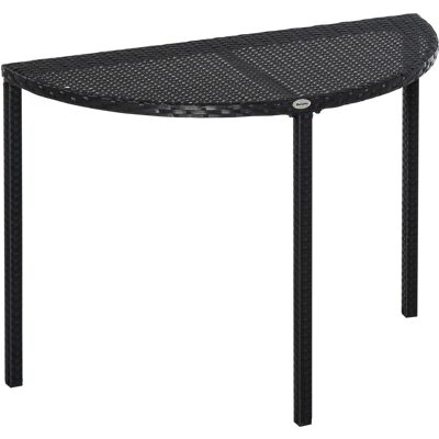 Outsunny Balkontisch, halbrund Polyrattan + Metall Schwarz 100 x 50 x 74 cm Outsunny Balkontisch, halbrund Polyrattan + Metall Schwarz 100 x 50 x 74 cm