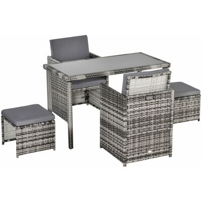 Outsunny - 11tlg Polyrattan Set - Polyrattan - Grau - Outdoor furniture set Outsunny - 11tlg Polyrattan Set - Polyrattan - Grau - Outdoor furniture set