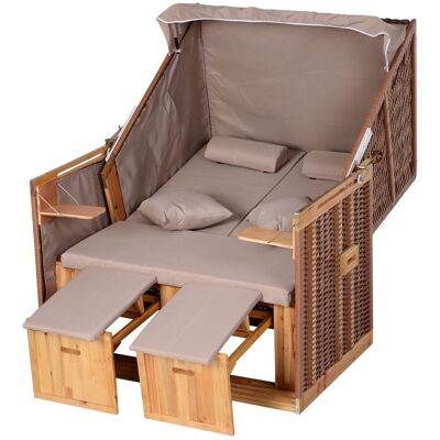 Outsunny Strandkorb mit Sitzhocker und Klapptisch Getrankehaltern PE Rattan Beige 118 x 79 x 150 cm Outsunny Strandkorb mit Sitzhocker und Klapptisch Getrankehaltern PE Rattan Beige 118 x 79 x 150 cm