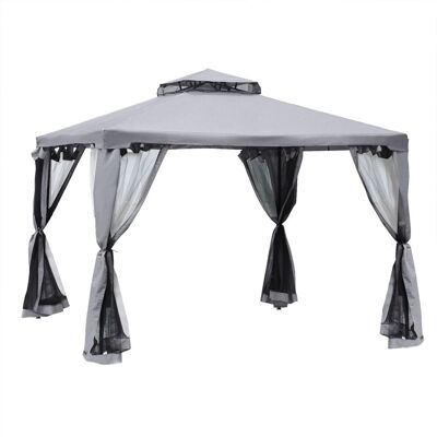 Outsunny Gartenpavillon Pavillon Gartenzelt mit 4 Seitenwänden 3 x 3 m Hellgrau Outsunny Gartenpavillon Pavillon Gartenzelt mit 4 Seitenwänden 3 x 3 m Hellgrau