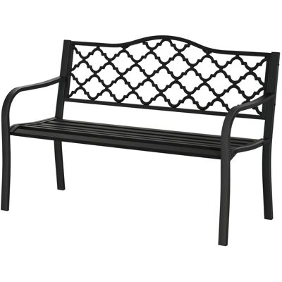 Outsunny Gartenbank 2-Sitzer Terrassenbank Schwarz 128 x 58,5 x 89 cm Outsunny Gartenbank 2-Sitzer Terrassenbank Schwarz 128 x 58,5 x 89 cm