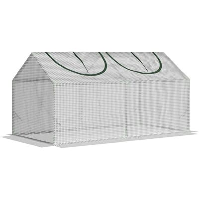 Outsunny Foliengewächshaus mit Fenster PE Tomatenhaus 120x60x60cm Weiß Outsunny Foliengewächshaus mit Fenster PE Tomatenhaus 120x60x60cm Weiß