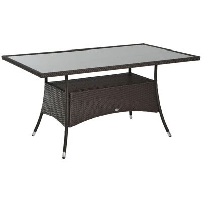 Outsunny Gartentisch Esstisch Glastisch Gartenmöbel Tisch Polyrattan+Sicherheitsglas Braun 150x85x74cm Outsunny Gartentisch Esstisch Glastisch Gartenmöbel Tisch Polyrattan+Sicherheitsglas Braun 150x85x74cm