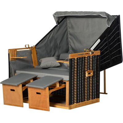 Outsunny Strandkorb Volllieger Gartenliege Getrankehaltern PE Rattan Hellgrau 118 x 79 x 50 cm Outsunny Strandkorb Volllieger Gartenliege Getrankehaltern PE Rattan Hellgrau 118 x 79 x 50 cm