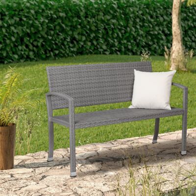 Casaria Gartenbank Polyrattan 122x90x55cm grau Casaria Gartenbank Polyrattan 122x90x55cm grau