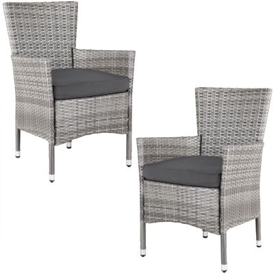 Casaria Polyrattan Gartenstuhl 2er-Set Grau/Anthrazit stapelbar Casaria Polyrattan Gartenstuhl 2er-Set Grau/Anthrazit stapelbar
