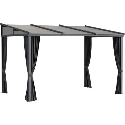 Outsunny Pergola 3,65 x 2,55 m Gartenpavillon mit Schiebedach, Vorhängen Grau Outsunny Pergola 3,65 x 2,55 m Gartenpavillon mit Schiebedach, Vorhängen Grau
