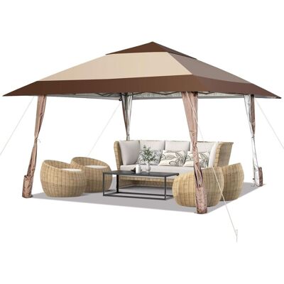 Costway 4 m x 4 m Terrassen-Pavillon - UV-Schutz, Klappbar, mit Rädern Costway 4 m x 4 m Terrassen-Pavillon - UV-Schutz, Klappbar, mit Rädern