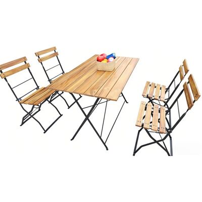 CHILLROI 5tlg. Outdoor-Klappstuhl-Set aus Akazienholz CHILLROI 5tlg. Outdoor-Klappstuhl-Set aus Akazienholz